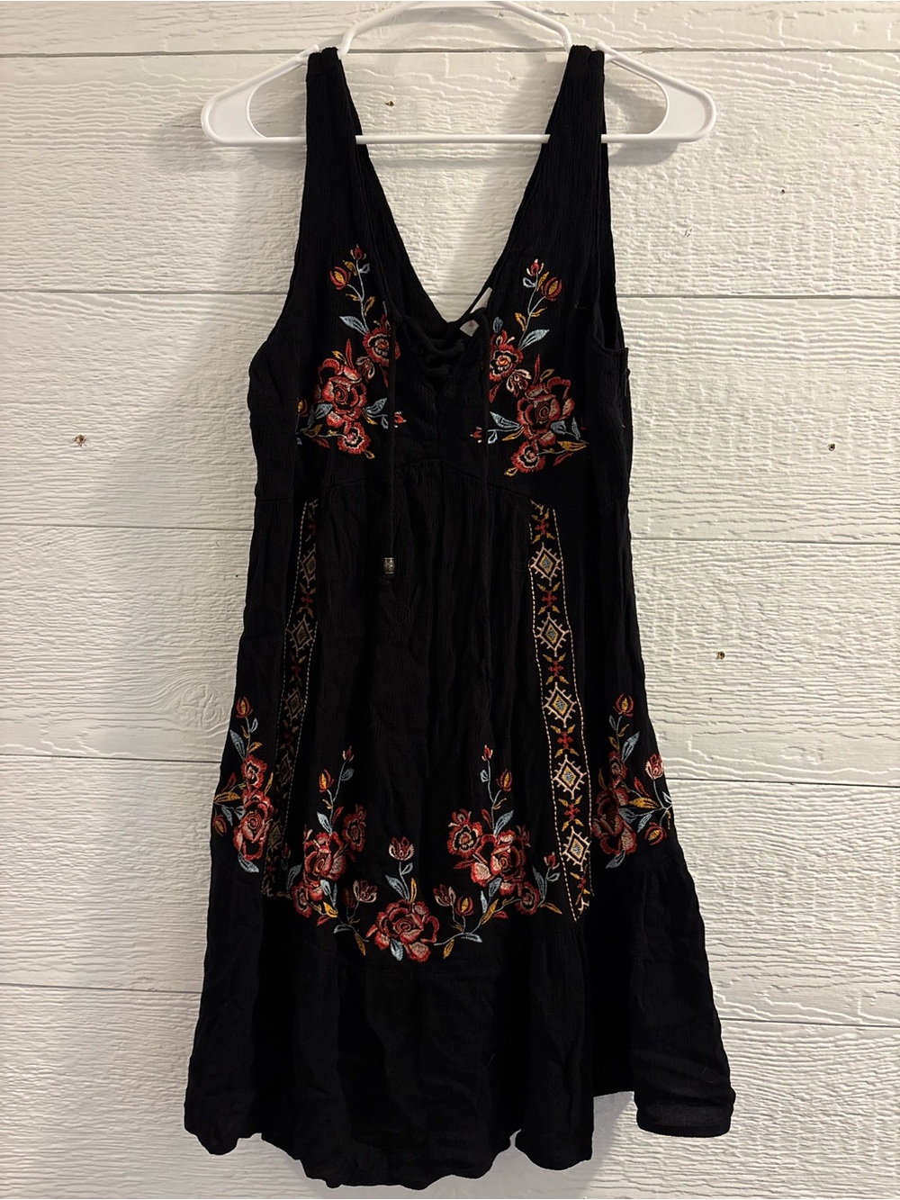 Xhilaration Black Floral Embroidered Mini Dress